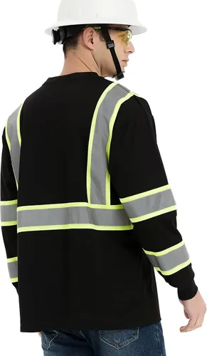 Miniatura 5 de ProtectX Camisas de manga larga de alta visibilidad, camiseta de seguridad reflectante de alta visibilidad para hombres y mujeres, camisa