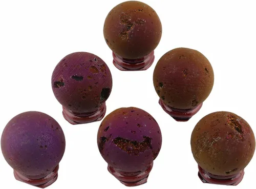 Miniatura 4 de SUNYIK - Bola esfera drusa geoda con revestimiento de titanio, bola de cuarzo de vidrio, gema de ágata, escultura decorativa, curación.