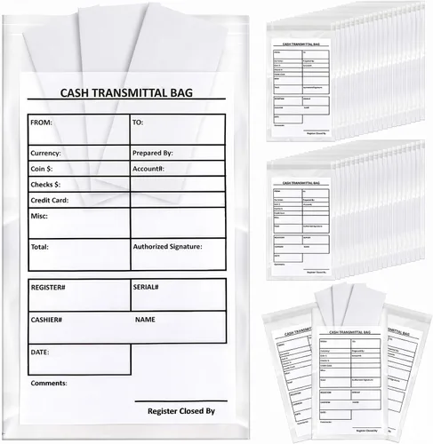 Lewtemi 100 bolsas de transferencia de efectivo para depósito bancario, a prueba de manipulaciones, bolsas de poliuretano transparente
