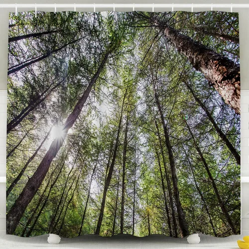 CAPSCEOLL Tree Forest Nature - Cortina de ducha con diseño de árbol en el bosque, cortina de baño para baño, tela de poliéster impermeable, 66 x 72