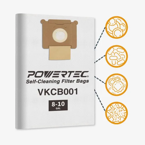 Miniatura 5 de POWERTEC VKCB001 Bolsas de polvo para Vacmaster 6PK, para VK811PH, VK1011SIWTH aspiradoras húmedas/secas de 8 a 10 galones, repuesto para bolsas