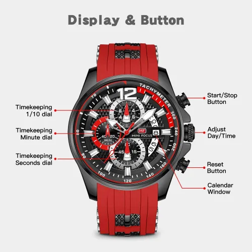 Miniatura 5 de Mini Focus Men Watch Casual Fashion Wrist Watches (ChronographWaterproofLuminousCalendar) Silicon Band Quartz Watches for Men
