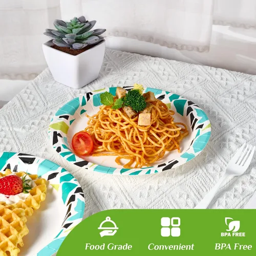 Miniatura 4 de FOCUSLINE Paquete de 360 platos de papel de 8.375 pulgadas, platos de papel desechables a granel de 360 unidades, a prueba de remojo y cortes