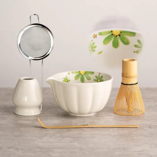 Miniatura 10 de TANG PIN Juego de matcha – Tazón de matcha con boquilla y batidor, 15 onzas, cuchara de matcha Soporte para batidor de Matcha (soporte Chasen)