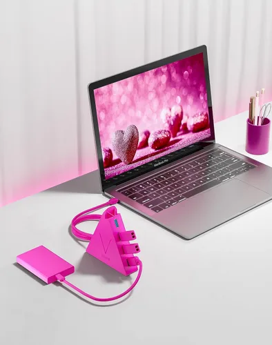 Miniatura 2 de Concentrador USB 3.0, JoyReken Separador USB de 4 Puertos para Laptop, Adaptador de Teclado y Mouse para PS4 Compatible con Xbox, PC, MacBook, Rosa