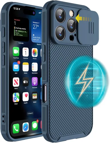Miniatura 18 de Funda magnética para iPhone 16 Pro Max, funda protectora de cámara para iPhone 16 Pro Max [compatible con carga MagSafe] con cubierta deslizante