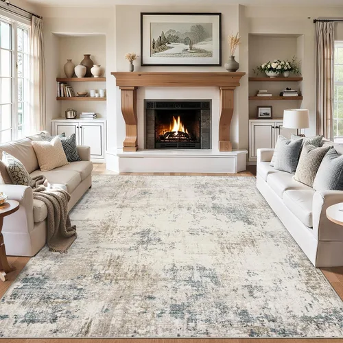 Miniatura 22 de Alfombras de 6x9 para sala de estar - Alfombra lavable moderna abstracta suave grande neutral antideslizante para piso interior resistente a manchas