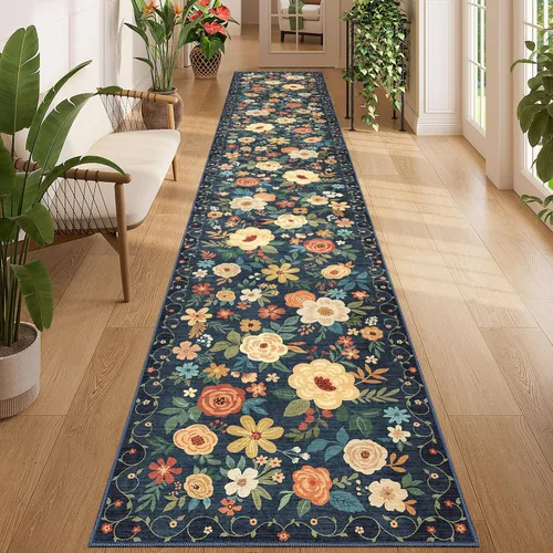 Miniatura 131 de DUKINO Alfombra de área de 6 x 9 pies, alfombra floral para sala de estar, ligera, antideslizante, lavable, alfombra de interior de pelo bajo