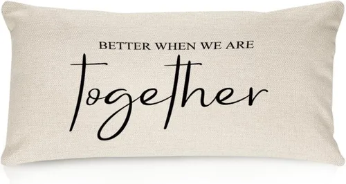 Miniatura 46 de Better When We are Together - Fundas de almohada lumbar de 12 x 20 pulgadas con citas divertidas de algodón y lino para sofá, decoración de sala