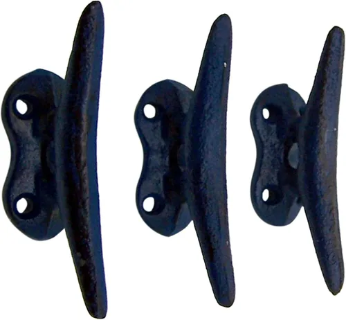 Miniatura 2 de Wowser Ganchos de pared de hierro fundido azul náutico, 3.5 pulgadas, juego de 3