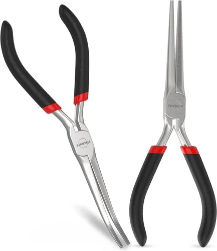 Alicates de punta de aguja, 2 unidades de 6 pulgadas, acero al carbono resistente, aislados, no dentados, alicates de punta larga con revestimiento