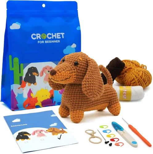 Miniatura 10 de Kit de ganchillo Nikolle para principiantes con videotutoriales paso a paso Kit de ganchillo de animales Kit de inicio de ganchillo para adultos