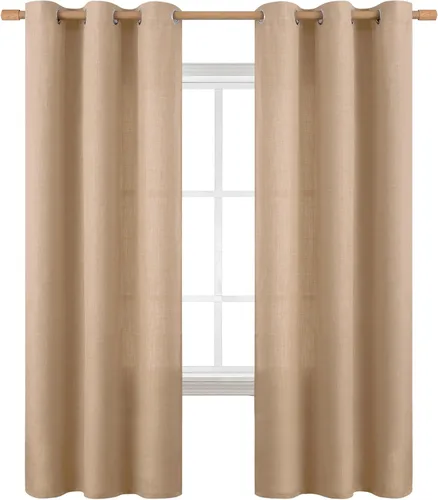 Miniatura 141 de BGment Cortinas de Lino Beige de 63 Pulgadas de Largo 2 Paneles - Tratamientos para Ventanas con Textura de Arpillera Filtrantes de Luz Cortinas