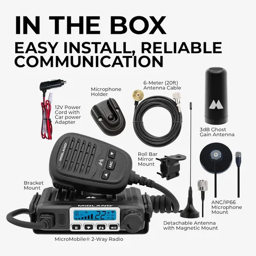 Miniatura 2 de Midland – MXT115AGVP3 - Radio MicroMóvil Bidireccional GMRS de 15 Vatios - Radio para Exteriores, Granja y Todo Terreno - Antena Fantasma de 3dB