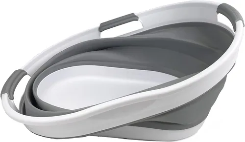 Miniatura 4 de SAMMART Cesta plegable de plástico para la ropa sucia de 25L (6.6 galones), contenedor de almacenamiento plegable y organizador, tina de lavado