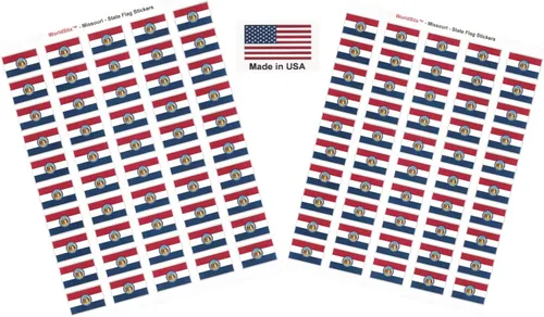 Miniatura 121 de 100 calcomanías de la bandera de Alaska; 1.5" x 1" hechas en Estados Unidos, calcomanías autoadhesivas de la bandera del estado para álbumes