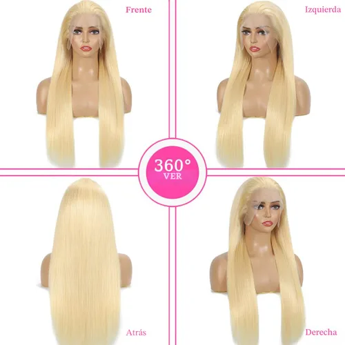 Miniatura 9 de Peluca de cabello humano 613 con encaje frontal 13x6 HD transparente densidad 180% rubia, pelucas de cabello humano con encaje frontal Peluca