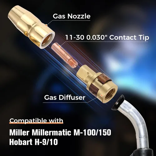 Miniatura 6 de Kit de accesorios para pistola de soldadura MIG de 0.030 pulgadas, difusores de boquilla para Miller Millermatic M-10/15 Hobart H-9/10: 25 puntas