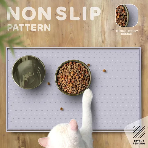 Miniatura 4 de Tapete de Comida para Perros – Tapete para Perros con Bordes Elevados para Comida y Agua Previene Derrames, Tapetes Impermeables para Comida