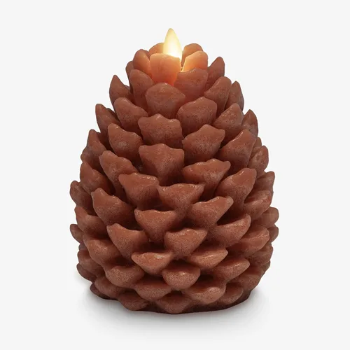 Luminara Vela sin llama de pino con forma de piña: acabado Adobe con aspecto de tiza, cera real sin perfume, velas LED, funciona con batería con