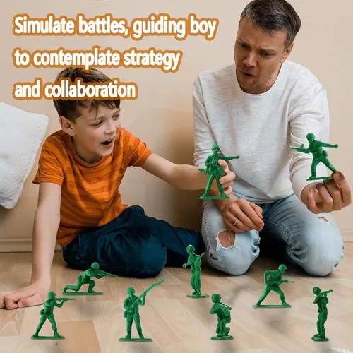 Miniatura 5 de HAPTIME Juguetes para niños, juego de soldados de juguete (50 piezas), figuras de acción de hombres del ejército verde, juguetes militares