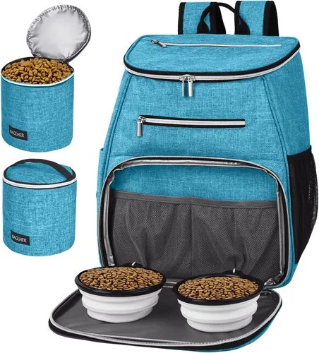 Miniatura 16 de BAGLHER Mochila de viaje para perros, mochila de suministros para mascotas aprobada por aerolíneas, mochila de viaje para perros con 2 cuencos Rojo