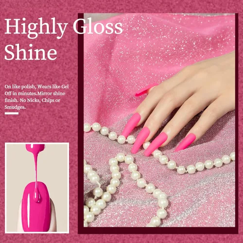 Miniatura 8 de MAYCHAO Esmalte de uñas de gel rosa intenso de 0.5 onzas líquidas, 1 unidad de esmalte de gel rosa brillante, esmalte de uñas que se absorbe con luz