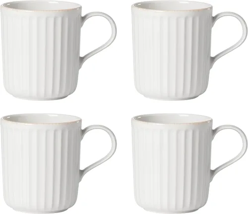 Miniatura 15 de Lenox Juego de vajilla de gres, vajilla francesa de 12 piezas para 4, color blanco perle festoneado, servicio para 4, apto para lavavajillas, juego