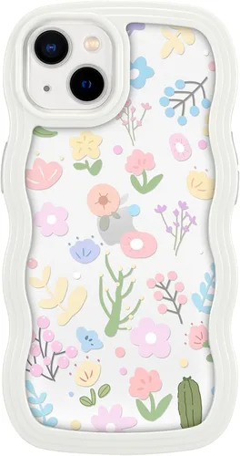 Miniatura 14 de ZCDAYE Funda compatible con iPhone 11, diseño floral estético, bonita funda rizada y ondulada para mujeres y niñas, funda de TPU suave a prueba