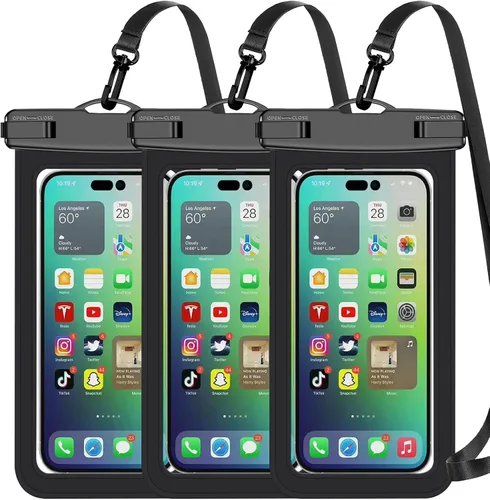 Paquete de 5 bolsas impermeables universales para teléfono de hasta 8.3 pulgadas, bolsa seca impermeable para teléfono, nivel de protección: IP68,