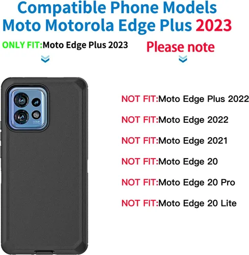Miniatura 2 de Funda para Moto Motorola Edge Plus 2023/Edge 40 Pro, Defender - Funda protectora resistente a prueba de golpes, 3 en 1 (negro)
