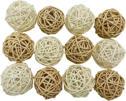 Miniatura 10 de 12 bolas decorativas de mimbre de ratán para manualidades, fiestas, decoración de mesa de boda, baby shower, accesorios de aromaterapia, 2 pulgadas