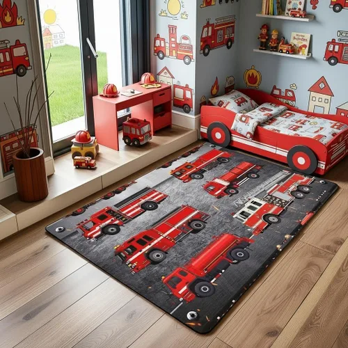 Miniatura 11 de Alfombra de Juego de Autos de Carreras para Niños, Alfombras de Juego para Niños, Alfombra de Sala de Juegos para Niños con Respaldo de Goma