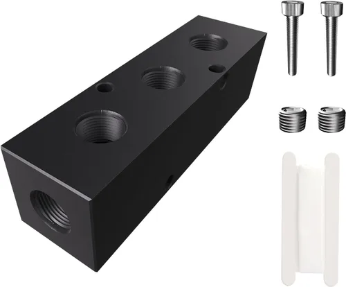 Miniatura 8 de 1/4 NPT Colector de Compresor de Aire, Divisor de Manguera de Línea de 2 Vías de 4 Puertos Coleector Neumático de Distribución de Aire con Accesorios