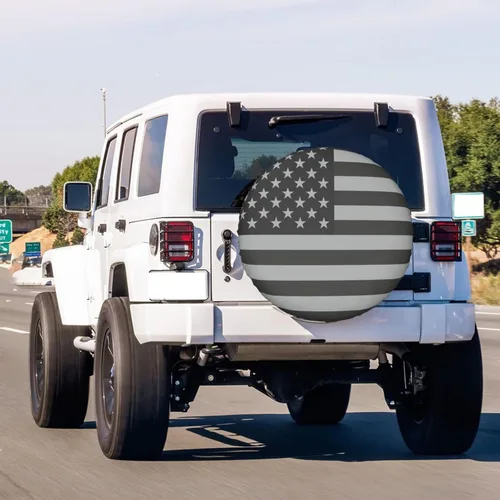 Miniatura 3 de Cubierta de neumático de repuesto con bandera de Estados Unidos, a prueba de polvo, para remolque, RV, SUV y muchos vehículos, 14 pulgadas