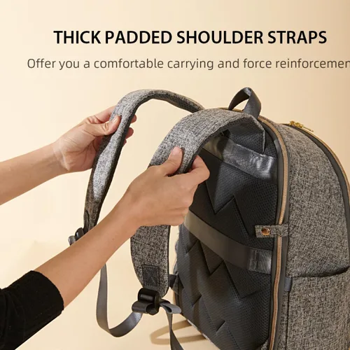 Miniatura 5 de SUNVENO Mochila para pañales, bolsas de pañales grandes para bebés con cambiador portátil para mamás y papás, Gris, Mochilas de viaje