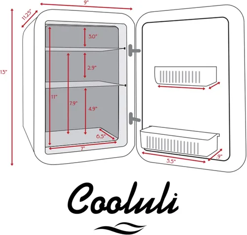 Miniatura 7 de Cooluli minirefrigerador de 10 L para habitación, auto, escritorio de oficina y dormitorio universitario; enfriador y calentador portátil de 12 V