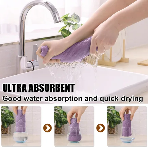 Miniatura 3 de Homaxy - Paquete de 12 trapos de cocina (10 x 10 pulgadas, morado), de terciopelo coral, supersuaves y absorbentes, de secado rápido, paño