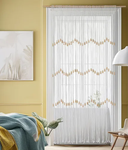 Miniatura 10 de IOWER Cortina de macramé larga de algodón para ventana, cortinas bohemias para dormitorio, boda, telón de fondo, divisor de habitación, puerta
