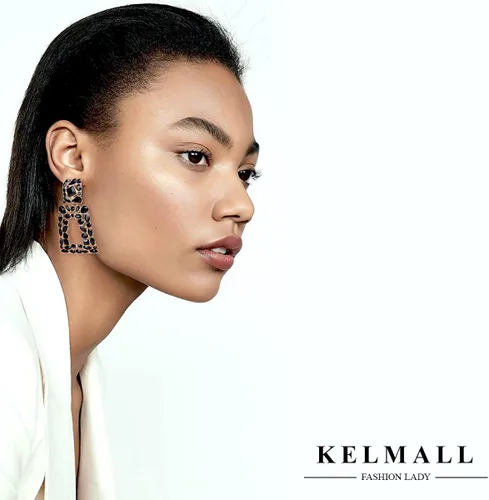 Miniatura 3 de KELMALL Aretes Colgantes de Pedrería Geométricos Gruesos para Mujeres Aretes Colgantes Rectangulares Audaces de Declaración, Joyería de Moda
