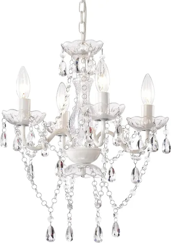 Miniatura 11 de LaLuLa Mini Lámpara de Araña con Cristales de Acrílico Lámpara de Araña Rosa de 4 Luces Lámparas de Araña Modernas para Dormitorio y Habitación