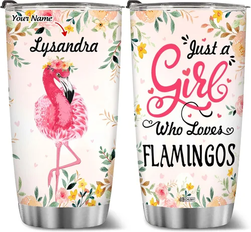 Miniatura 11 de BECHUSKY Vaso de acero inoxidable personalizado con aislamiento al vacío de flores de jirafa con tapa Just A Girl Who Loves Giraffes, taza de café