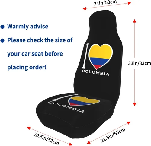 Miniatura 5 de I Love Colombia - Juego completo de 2 fundas universales para asientos delanteros, se adapta a la mayoría de automóviles, SUV y camiones