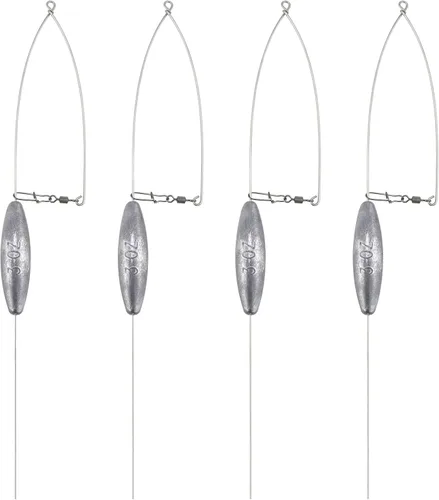 Miniatura 9 de Dr.Fish Paquete de 4 gorilas inferiores para plataformas de lucioperca, plomos de pesca de arrastre con alambre de acero inoxidable, pesca en agua