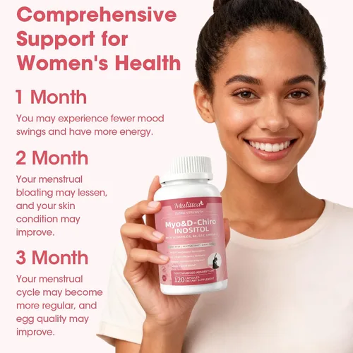Miniatura 7 de Mulittea Suplemento de Myo-Inositol y D-Chiro para Mujeres - Inositol Liposomal 14-en-1 con Ácido Fólico, Omega-3 y Multivitaminas para Equilibrio