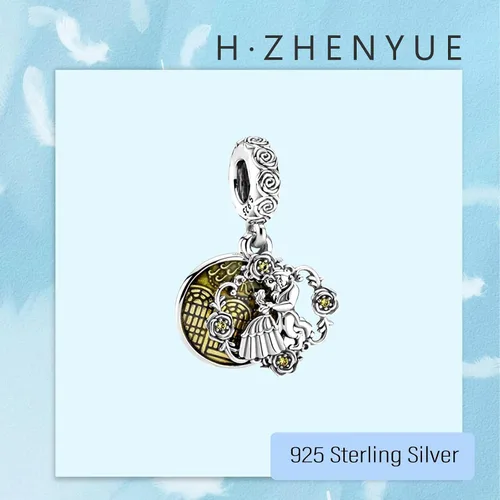 Miniatura 100 de Dijes de plata de ley 925 de dibujos animados de pato, ratón, oso, elefante, dragón chino, cuentas colgantes para pulseras y collares, joyería