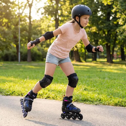 Miniatura 2 de BABY JOY Patines en línea, 4 tamaños ajustables para niños con ruedas iluminadas para niños de 5 a 14 años, divertidos patines iluminadores