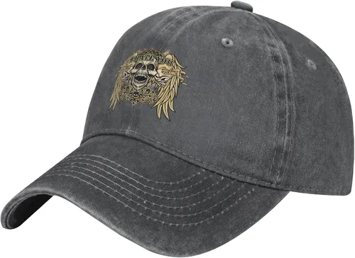 Cowboy Hat Trendy Hats for Man and Women Djustable Four Season Outdoor Baseball Cap of Hell Skull with Angel Deep Heather
