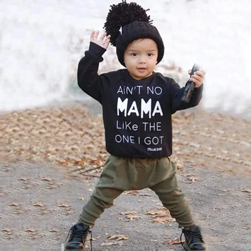 Miniatura 4 de Conjunto de ropa para bebés y niños pequeños con letras impresas