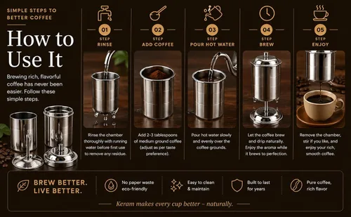 Miniatura 6 de KERAM Filtros de café de estilo indio, pequeña cafetera de goteo del sur de la India, 5.1 fl oz (5.07 onzas), accesorios para barra de café, filtro